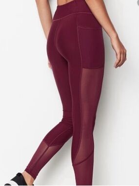 Victoria’s Secret Knockout Burgundy Mesh Leggings XS